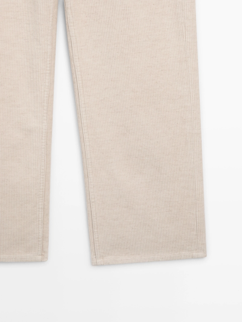 Брюки прямого кроя из вельвета с высокой посадкой