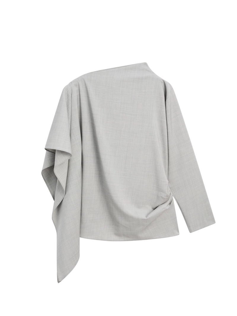 Блуза с асимметричным оборками из 100% шерсти - studio