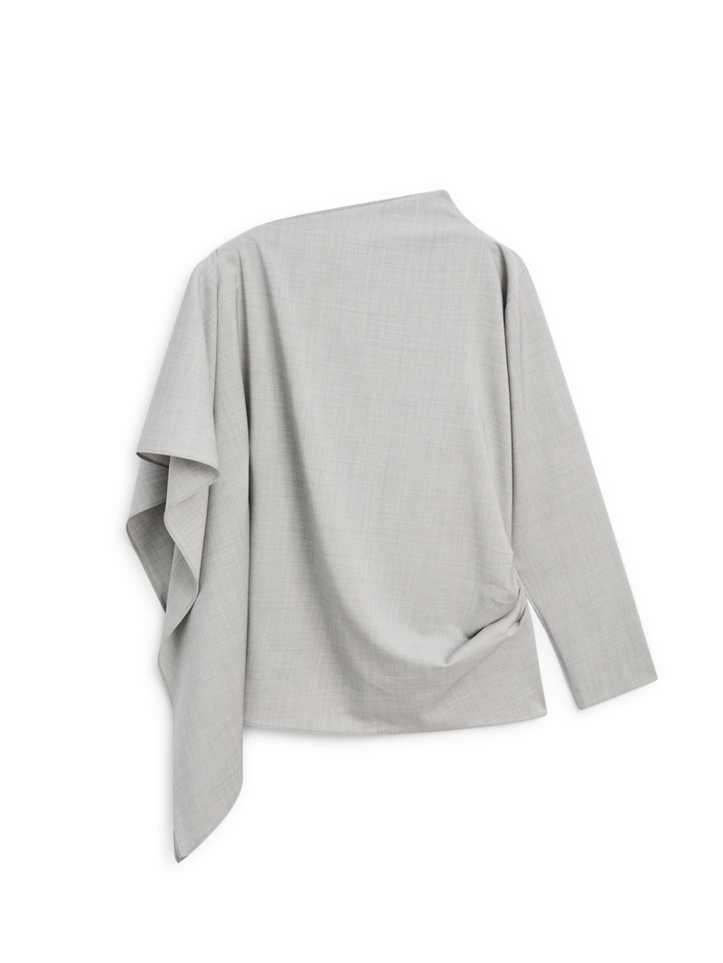 Блуза с асимметричным оборками из 100% шерсти - studio