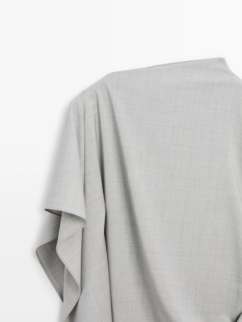 Блуза с асимметричным оборками из 100% шерсти - studio