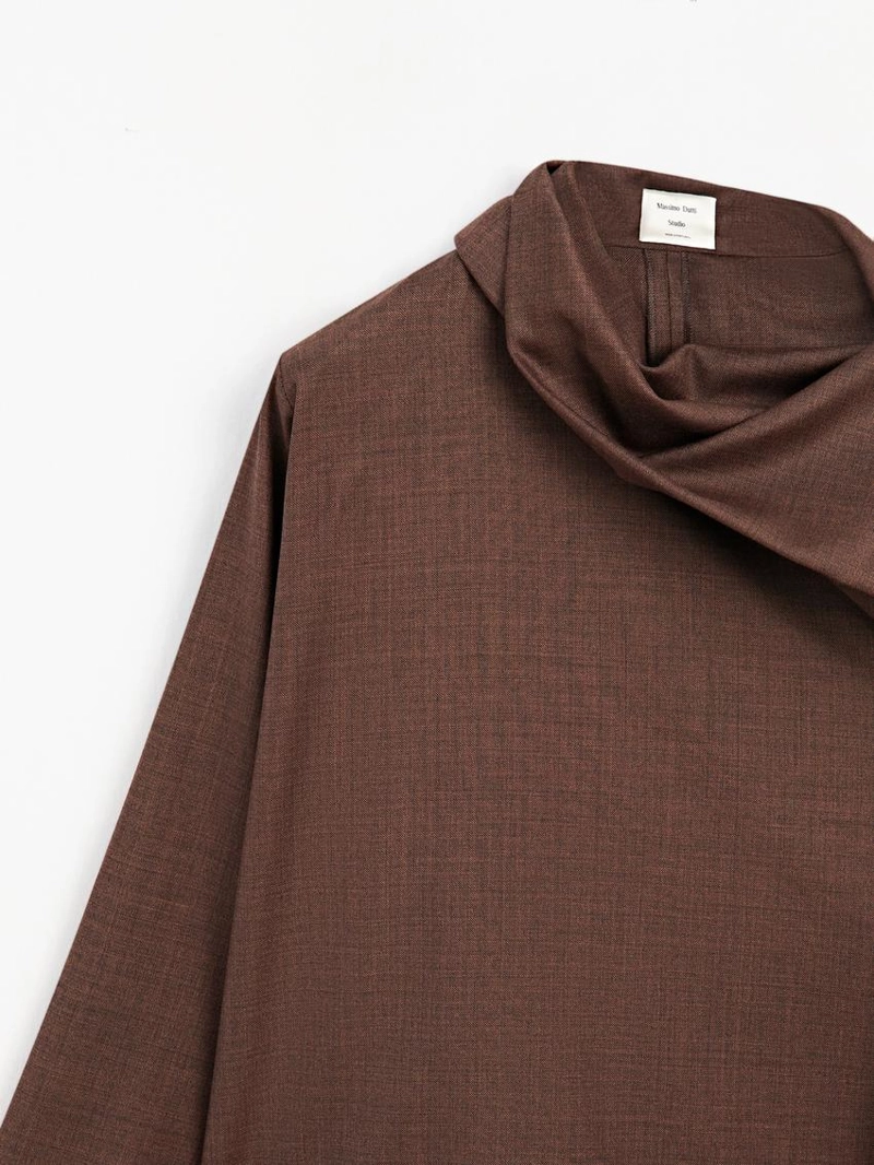 Блузка с объемным воротником из 100% шерсти - studio