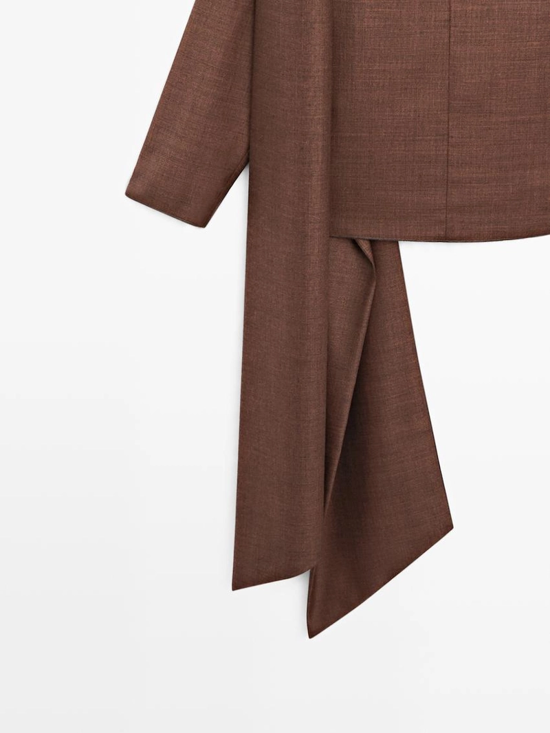 Блузка с объемным воротником из 100% шерсти - studio