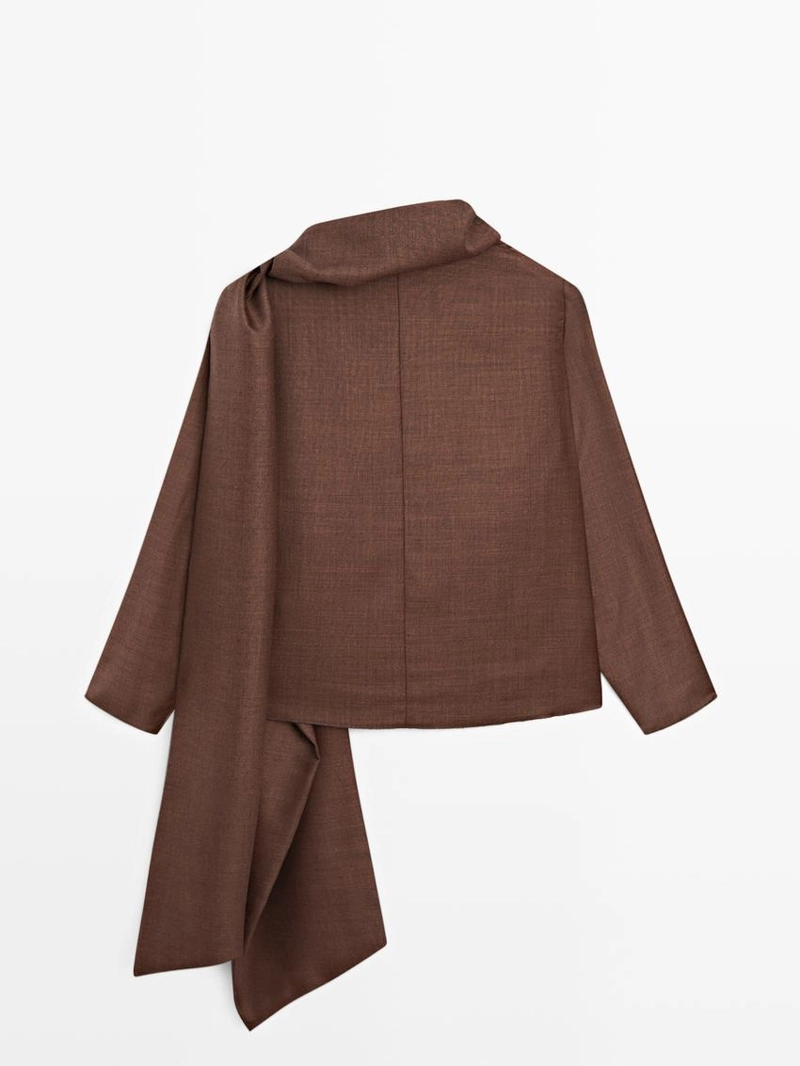 Блузка с объемным воротником из 100% шерсти - studio