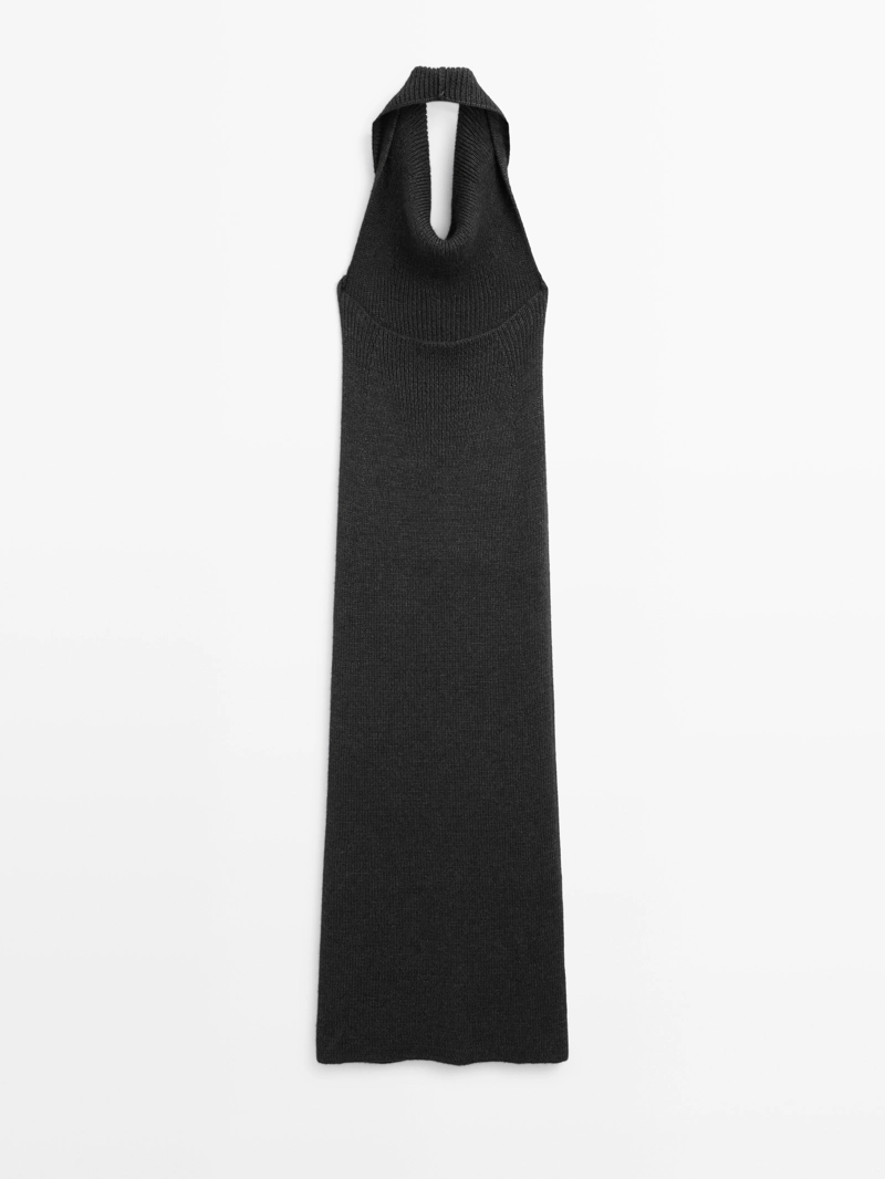 Платье-миди с галстуком на шее - limited