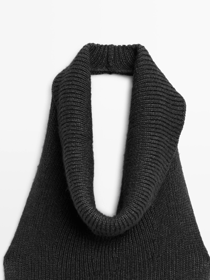 Платье-миди с галстуком на шее - limited