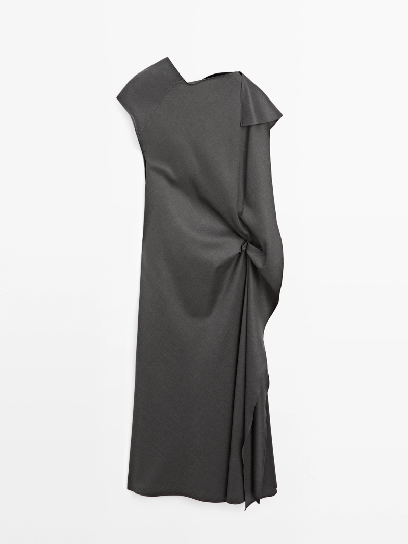 Длинное платье с деталями на горловине - limited