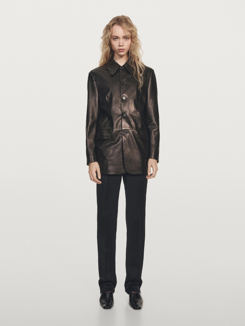 Кожаный блейзер с пуговицами - limited