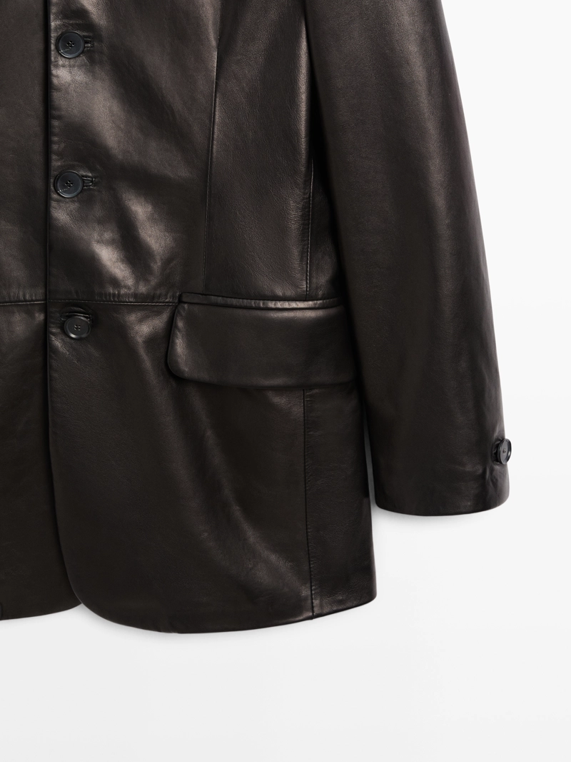 Кожаный блейзер с пуговицами - limited