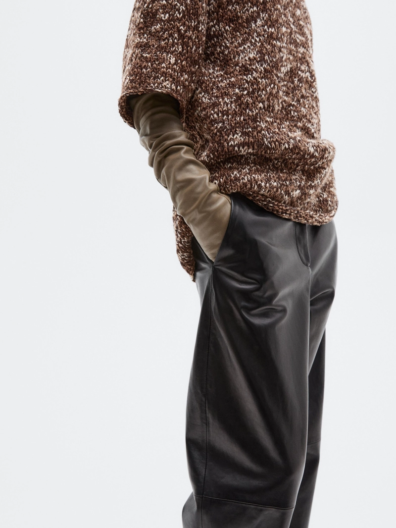 Широкие кожаные брюки limited