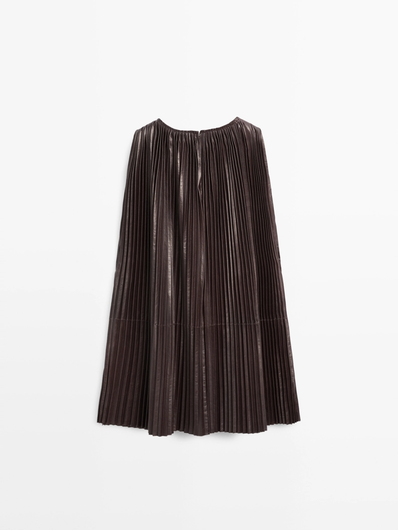 Топ из длинной складки из натуральной кожи - limited