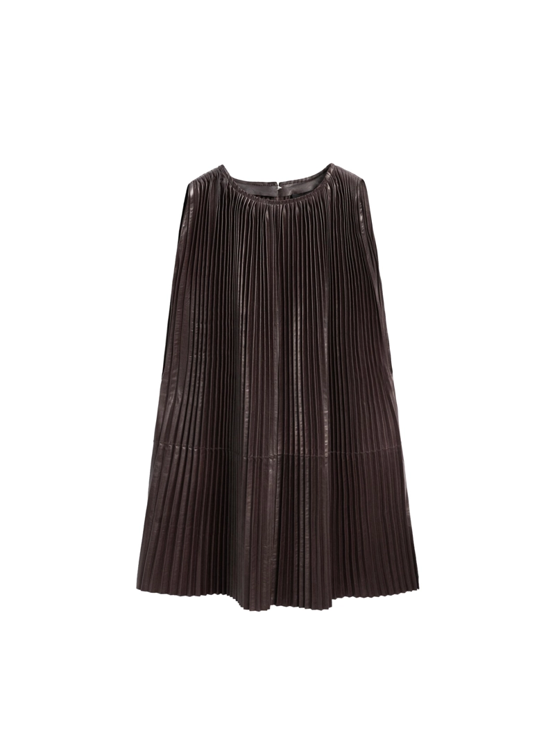 Топ из длинной складки из натуральной кожи - limited