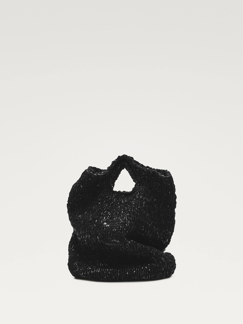 Сумка из кожи с крученым вязанием среднего размера - limited