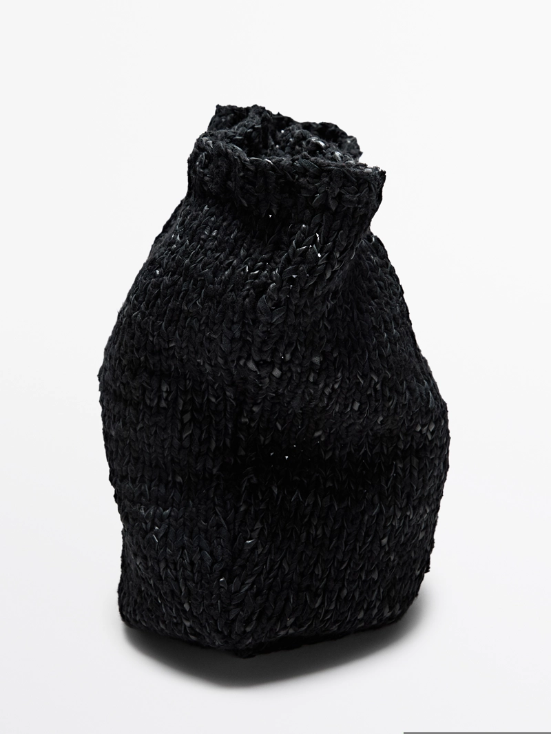 Сумка из кожи с крученым вязанием среднего размера - limited