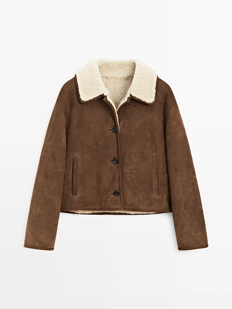 Кожаная куртка с искусственным овчиной