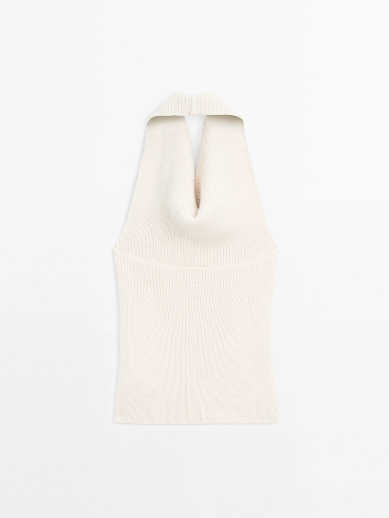 Топ на шею из вязаного альпака и шелка - limited