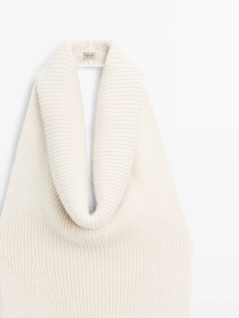 Топ на шею из вязаного альпака и шелка - limited