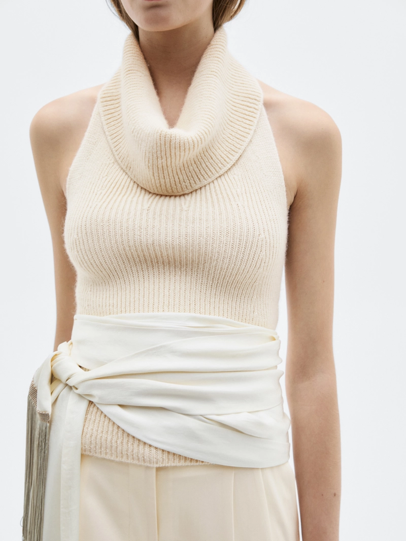 Топ на шею из вязаного альпака и шелка - limited