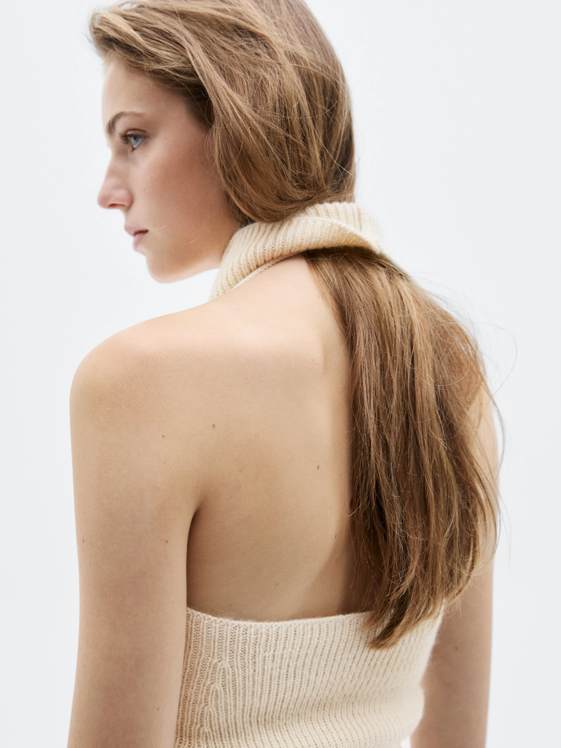 Топ на шею из вязаного альпака и шелка - limited