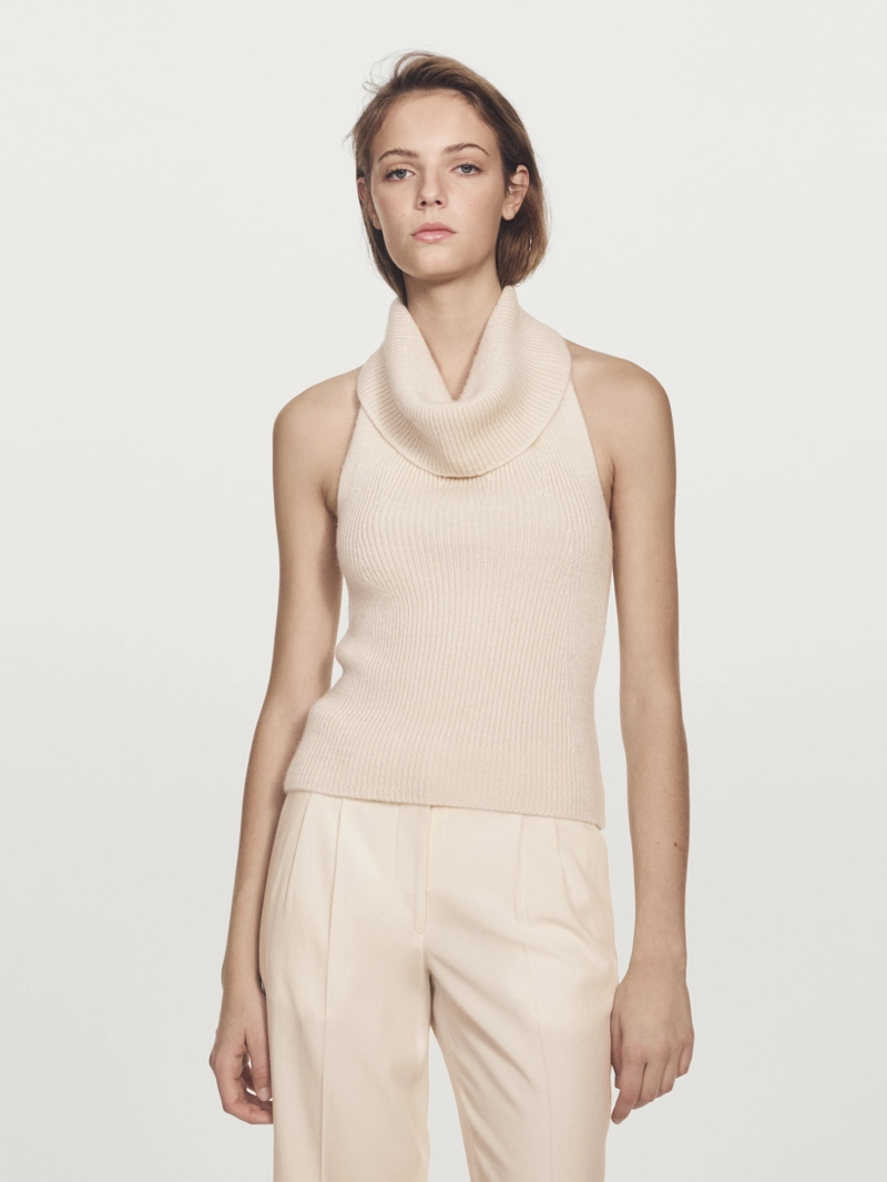 Топ на шею из вязаного альпака и шелка - limited