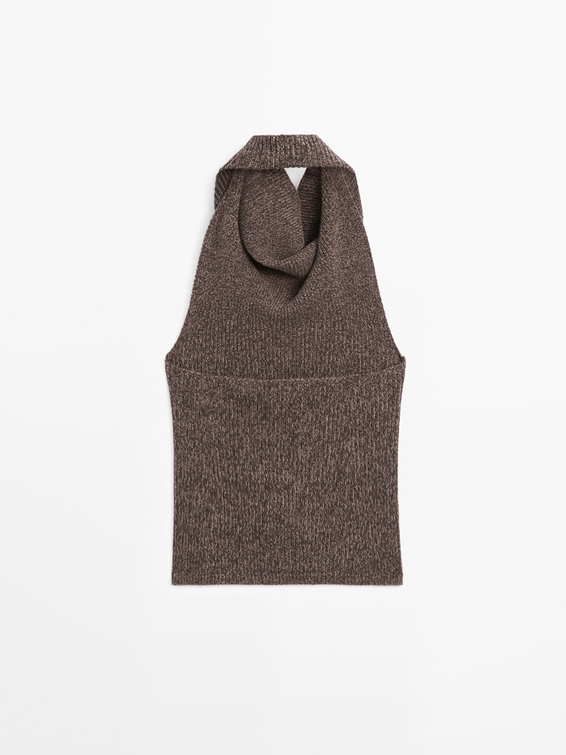 Топ с грудкой из шерсти и шелка - limited