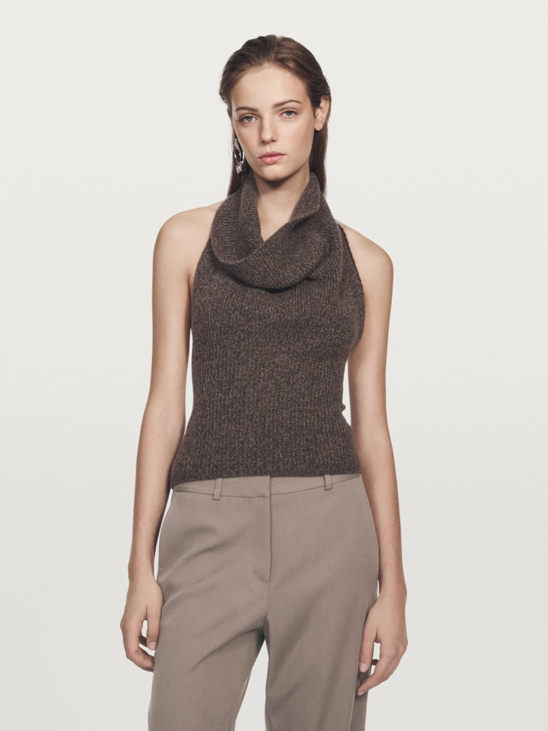 Топ с грудкой из шерсти и шелка - limited