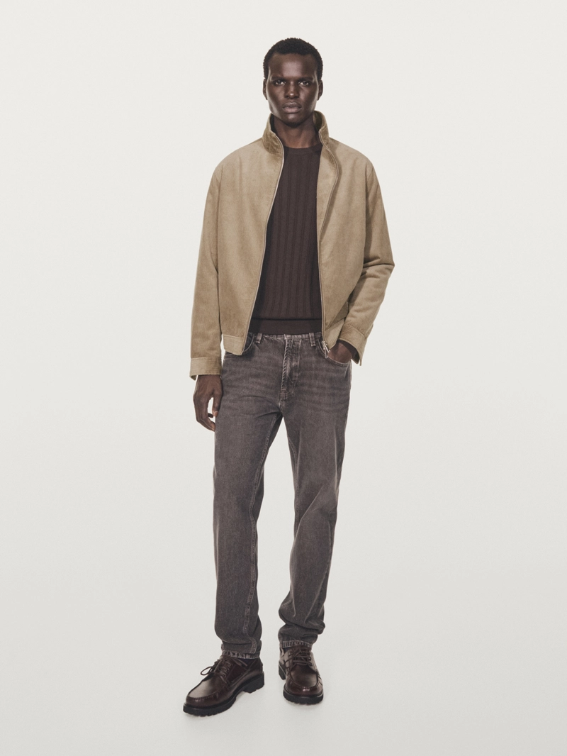 Куртка с высоким воротником из вельвета