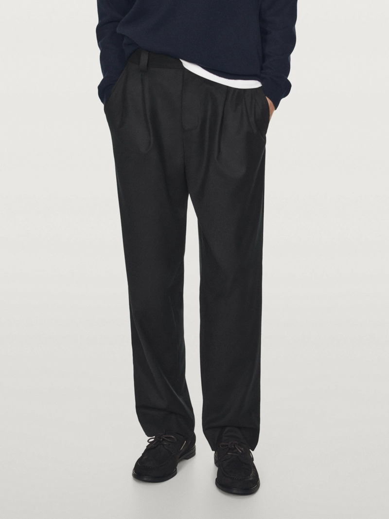 Брюки для костюма из металло-шерстяной ткани - limited