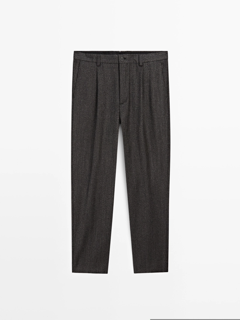 Брюки из шерстяной смеси с узором шеврон - limited