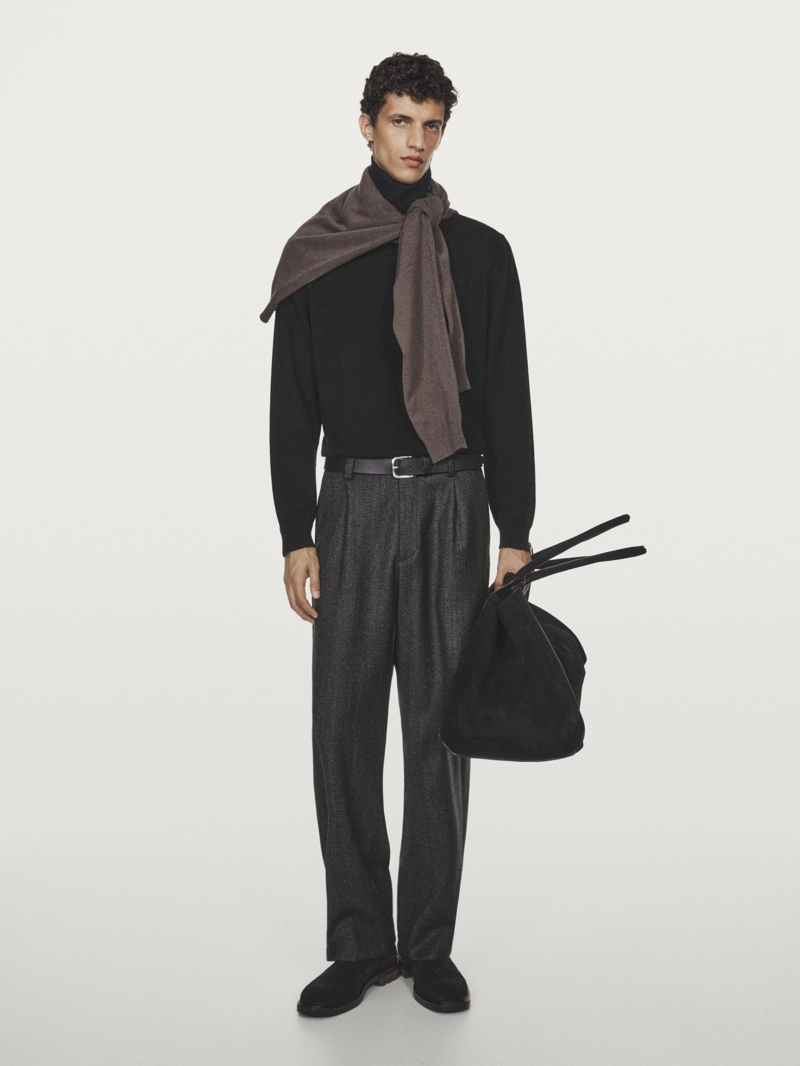 Брюки из шерстяной смеси с узором шеврон - limited