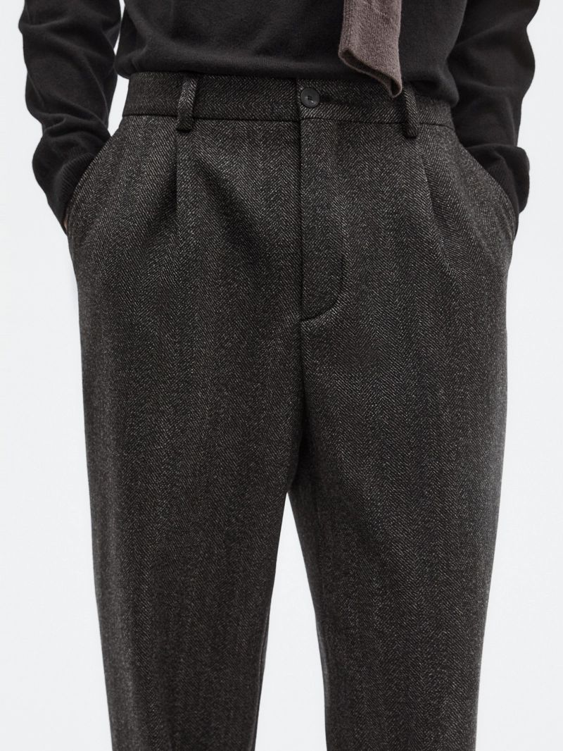 Брюки из шерстяной смеси с узором шеврон - limited