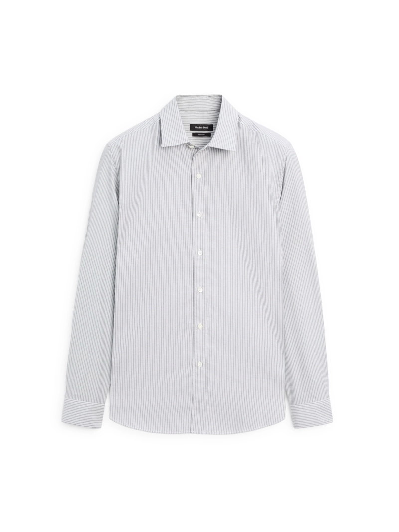 Рубашка в полоску regular fit из меланжевой ткани