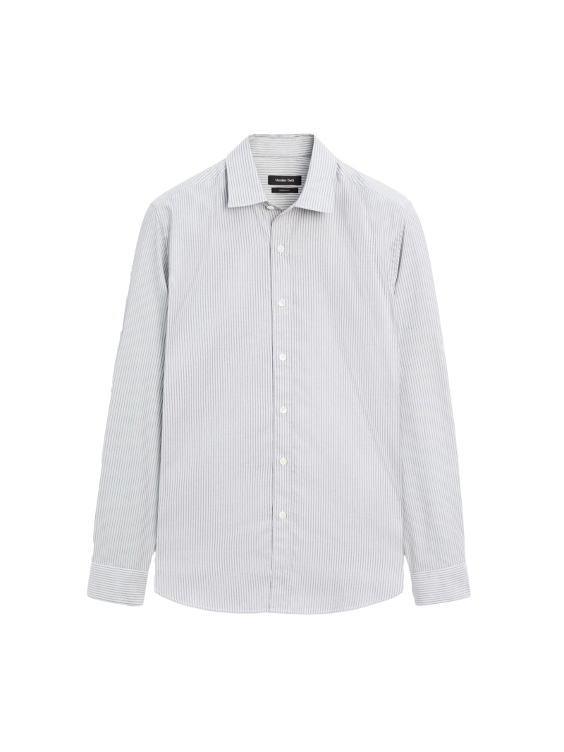 Рубашка в полоску regular fit из меланжевой ткани