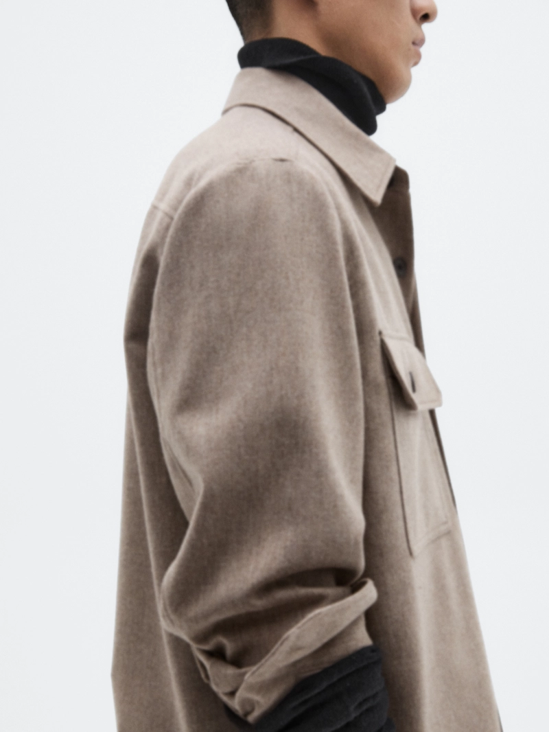 Рубашка-овершерт из шерстяной смеси с карманами - limited