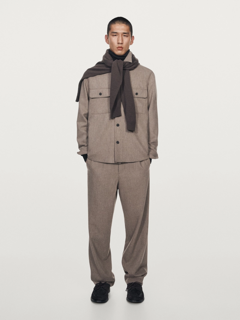 Рубашка-овершерт из шерстяной смеси с карманами - limited