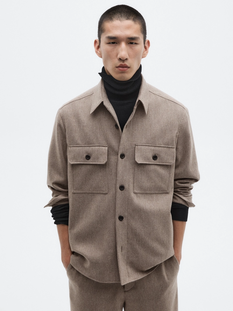 Рубашка-овершерт из шерстяной смеси с карманами - limited