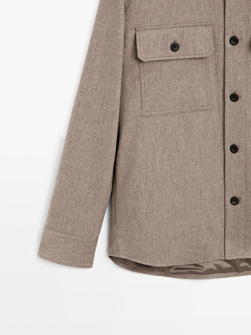 Рубашка-овершерт из шерстяной смеси с карманами - limited