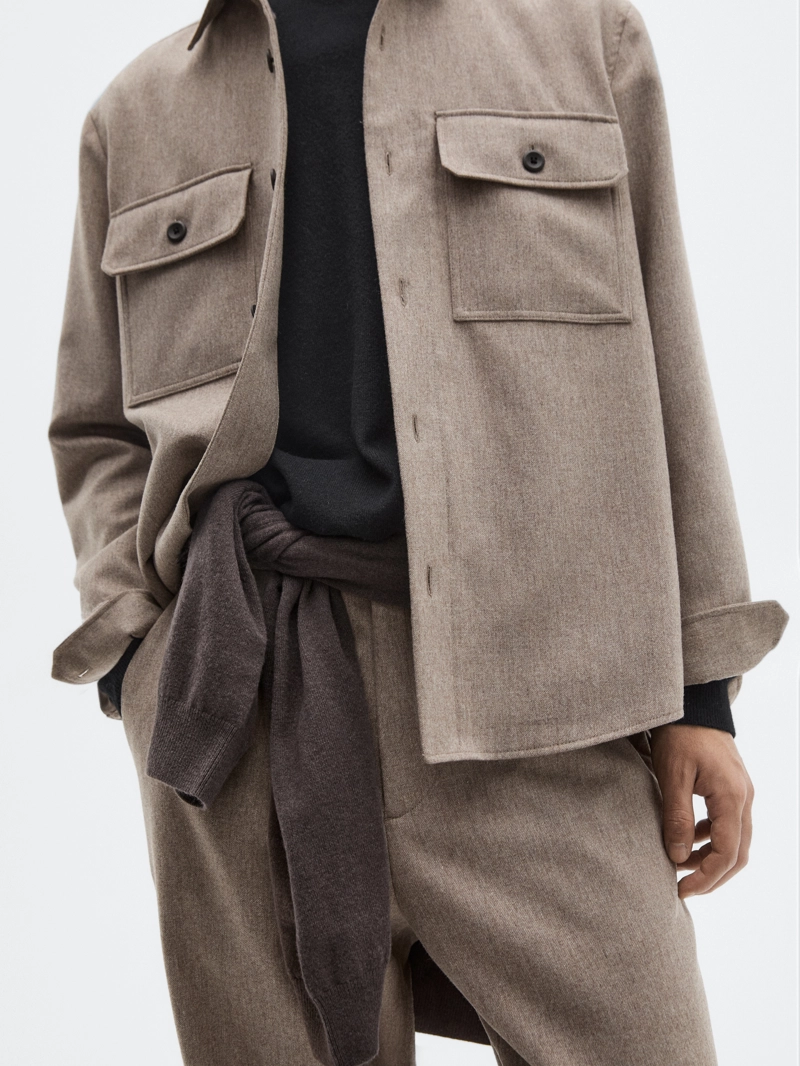 Рубашка-овершерт из шерстяной смеси с карманами - limited