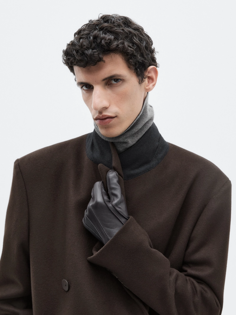 Длинное пальто с двубортной застежкой из шерстяной смеси - limited