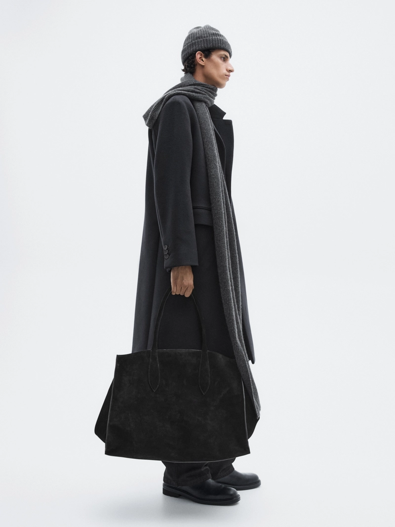 Длинное пальто из шерстяной смеси с лацканом - limited