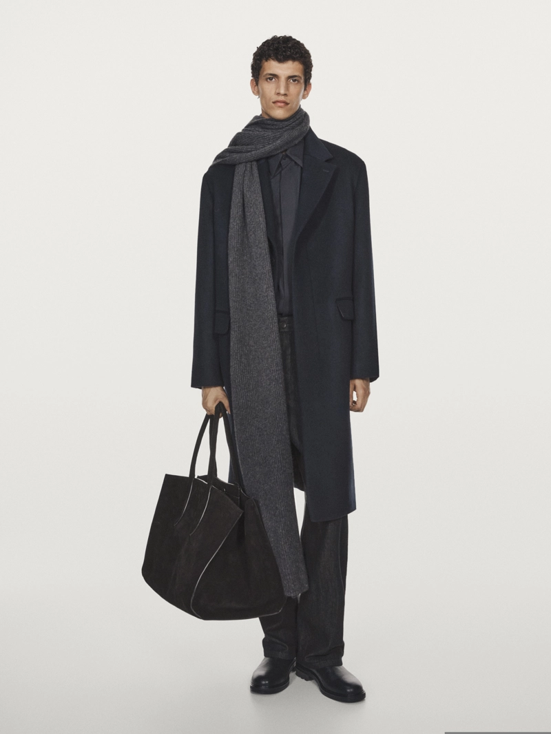 Длинное пальто из шерстяной смеси с лацканом - limited