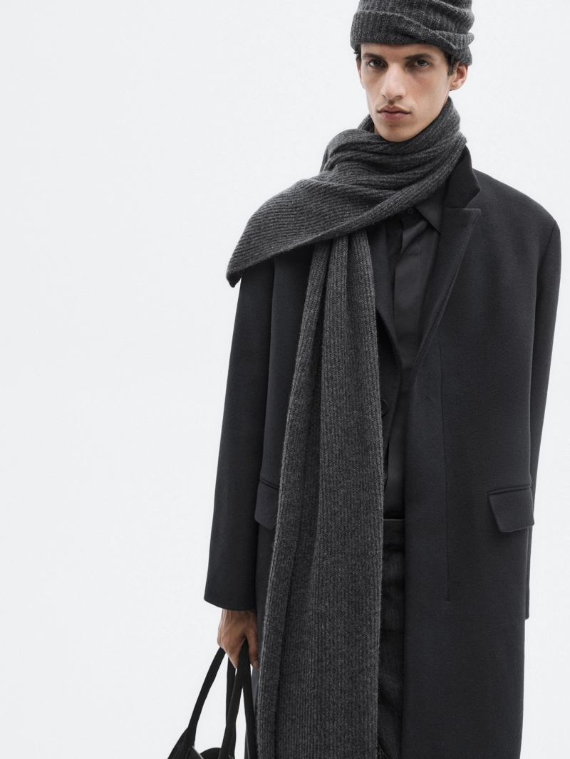 Длинное пальто из шерстяной смеси с лацканом - limited