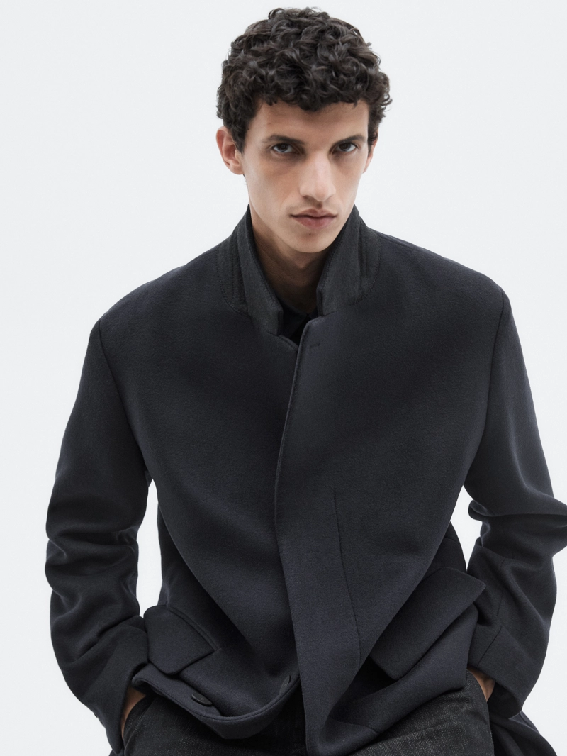 Длинное пальто из шерстяной смеси с лацканом - limited