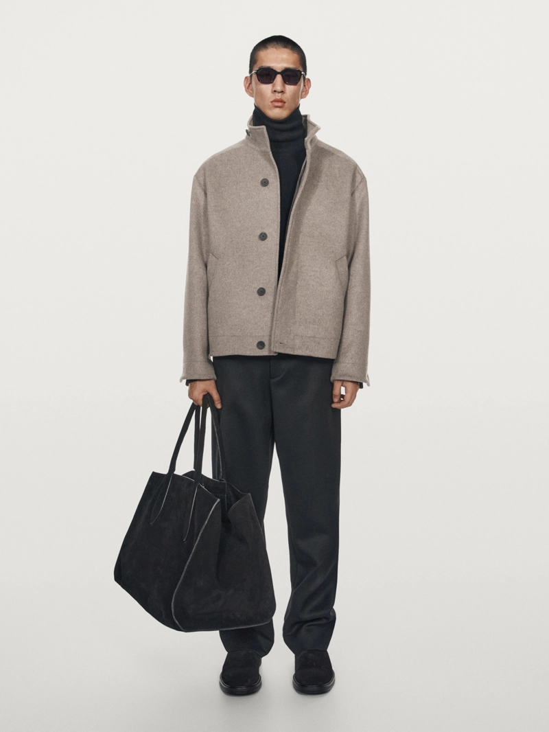 Пальто из шерстяной смеси с высоким воротником - limited