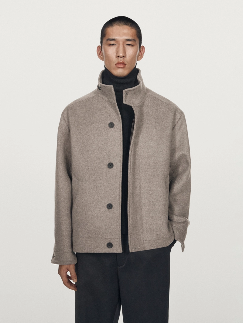 Пальто из шерстяной смеси с высоким воротником - limited