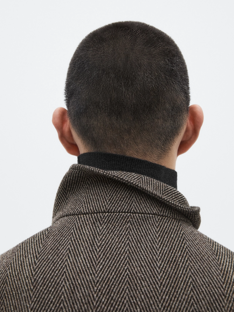 Укороченный бомбер из шерстяного микса в мелкую косу - limited