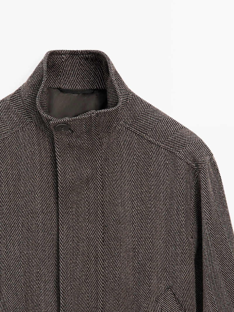 Укороченный бомбер из шерстяного микса в мелкую косу - limited