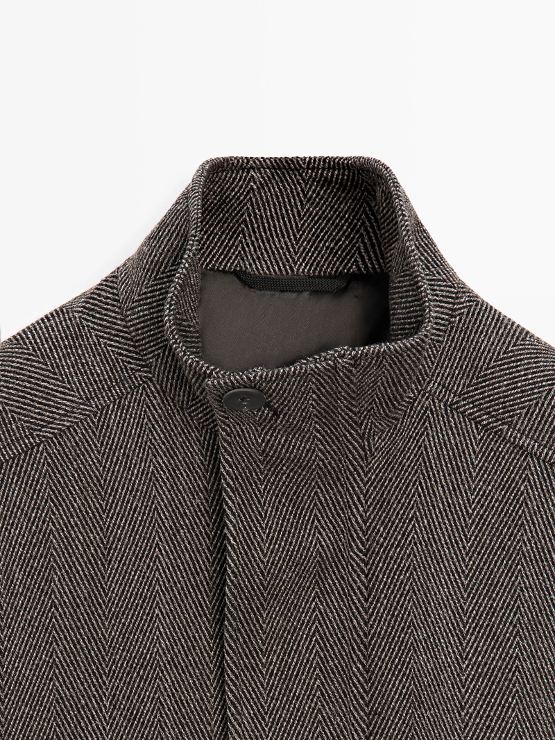 Укороченный бомбер из шерстяного микса в мелкую косу - limited