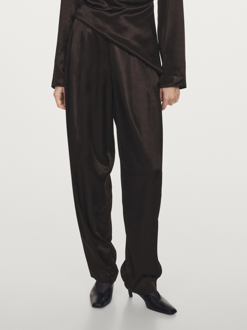 Брюки свободного кроя из атласа - limited