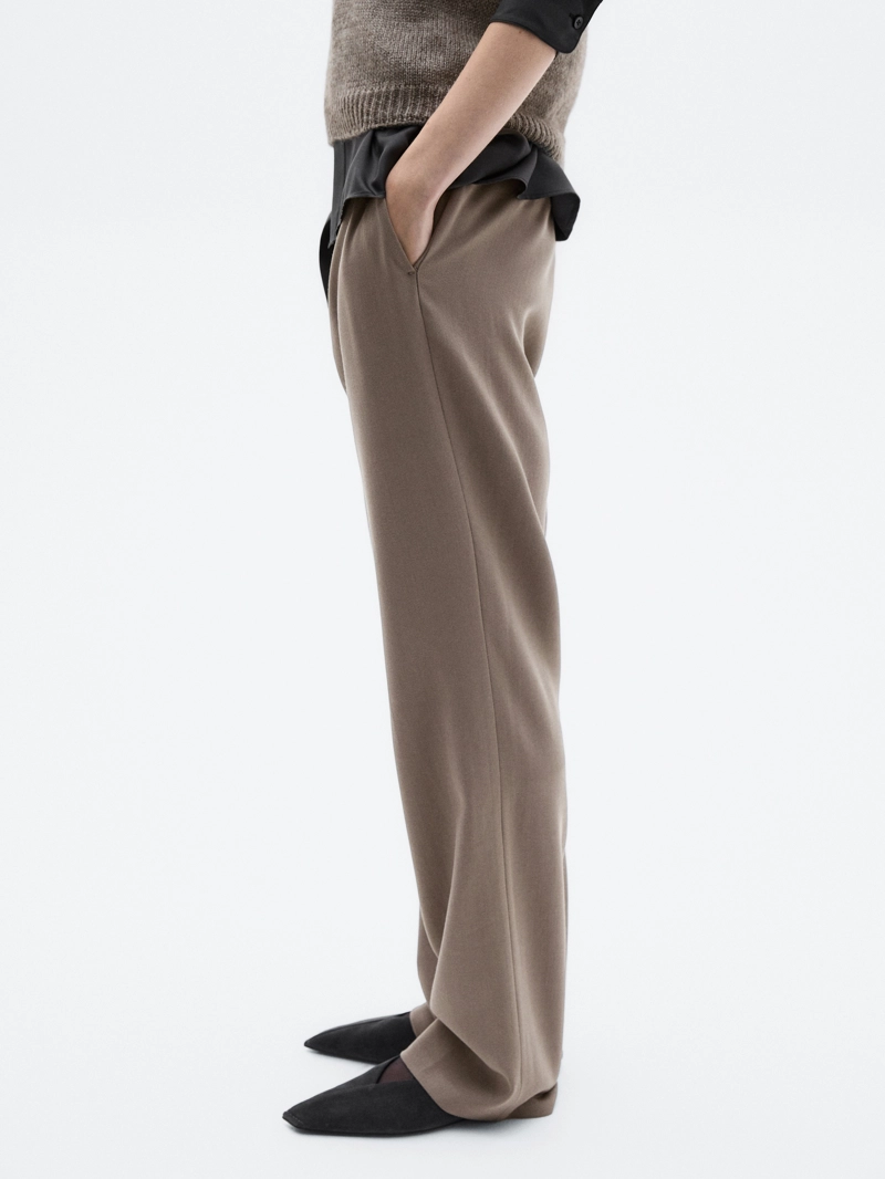 Брюки приталенного кроя из 100% шерсти - limited