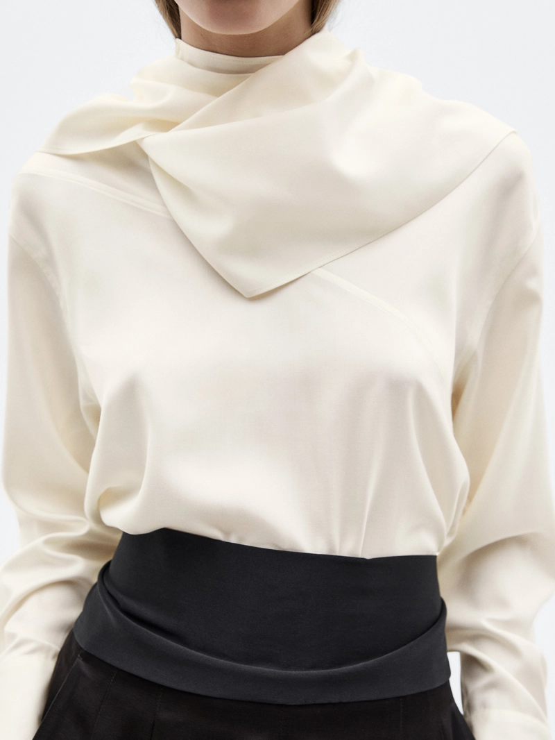 Блузка из шёлкового смесового материала с завязкой - limited